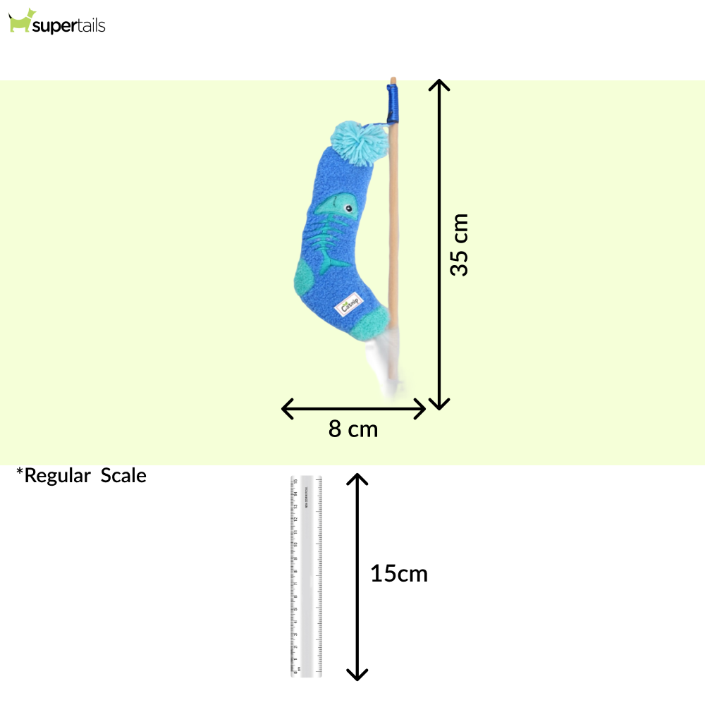 Talking Dog Club Blue Sock Wand Toy for Cats (Blue) Cats-Toys Talking Dog Club Dropship