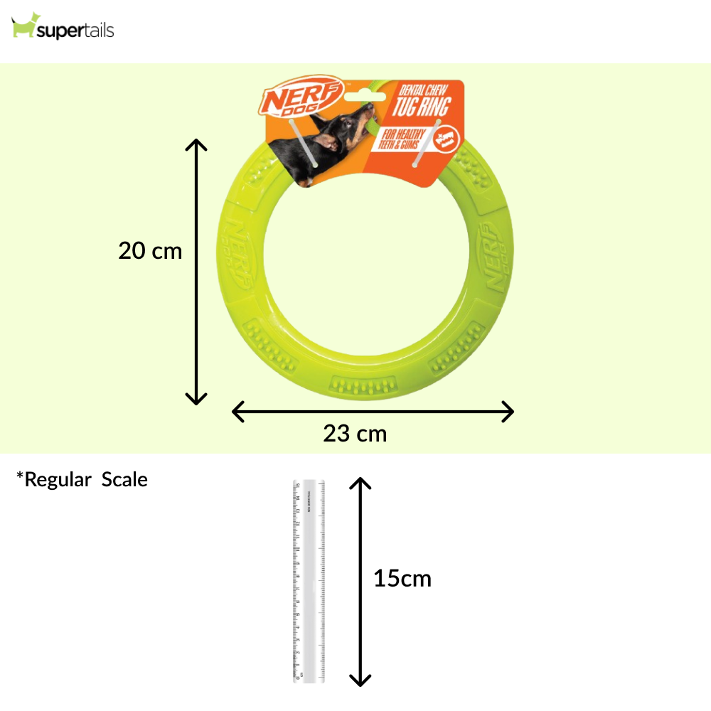 Nerf Dog Dental Tug Ring Toy for Dogs (Green) Dogs-Toys Nerf