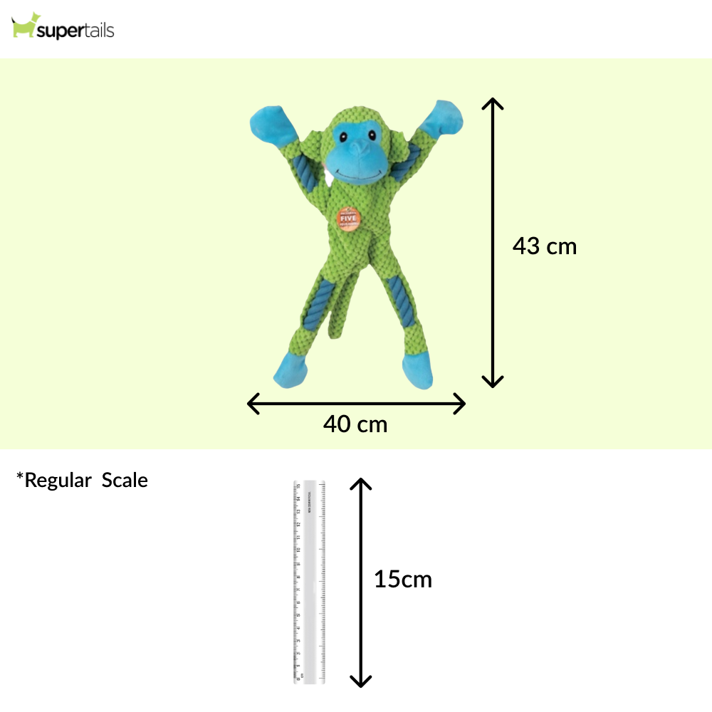 Talking Dog Club Monkey on Ropes with Multiple Squeaker Toy for Dogs (Green) Dogs-Toys Talking Dog Club Dropship