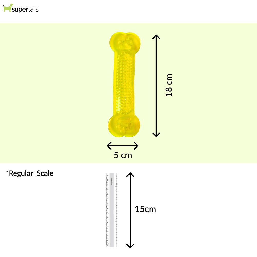 Chullbull Flat Silicone Gel Teething Bone Chew Toy for Puppies & Dogs (Yellow)