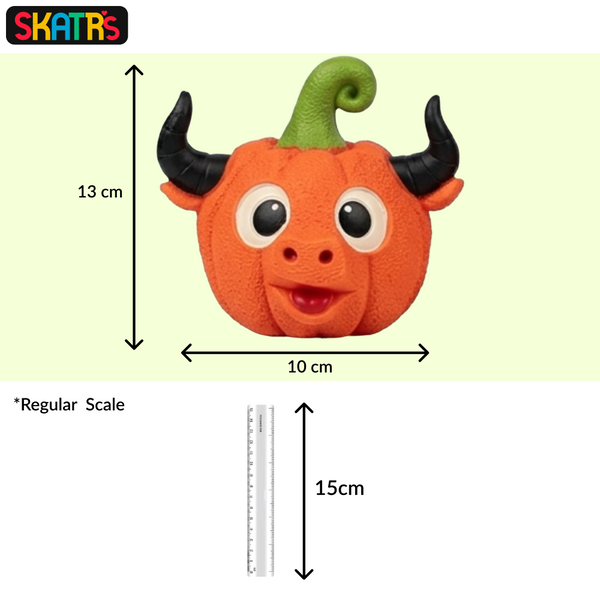 Skatrs Pumpkin Bull Head Latex Chew Toy for Dogs
