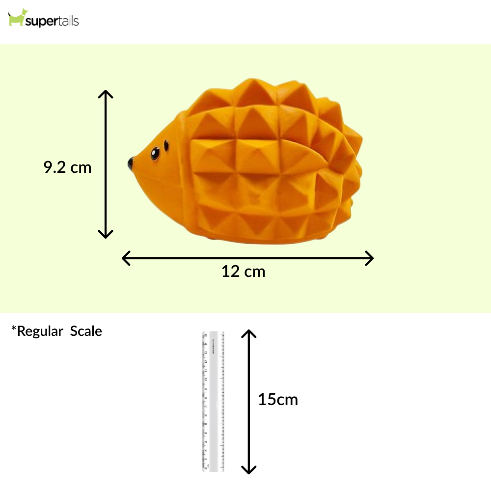 Squeeezys Latex Hedgehog Squeaky Chew Toy for Dogs (Orange)