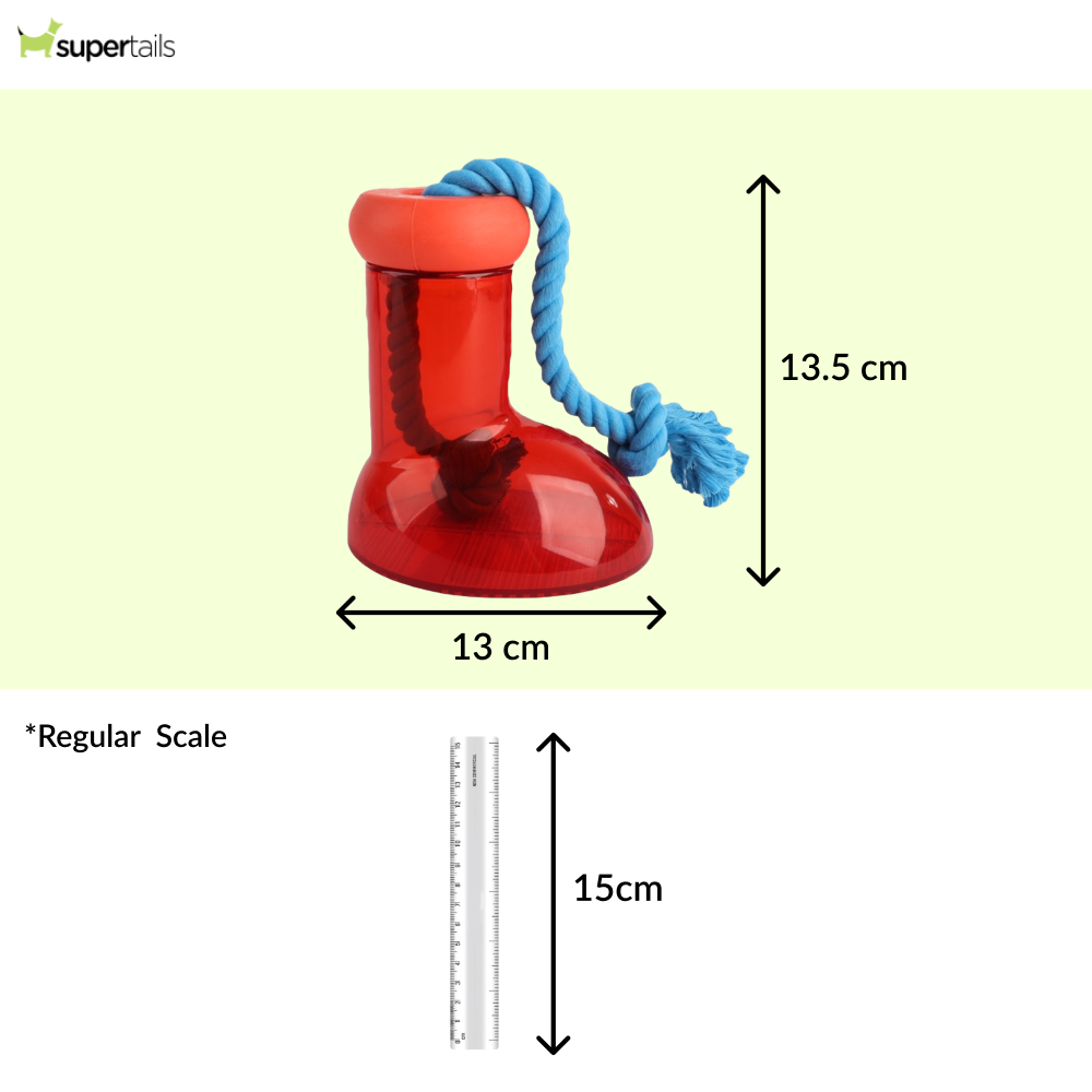 Talking Dog Club Big Boot Rubber and Rope Chew Treat Dispensing Toy for Dogs (Red) Dogs-Toys Talking Dog Club Dropship