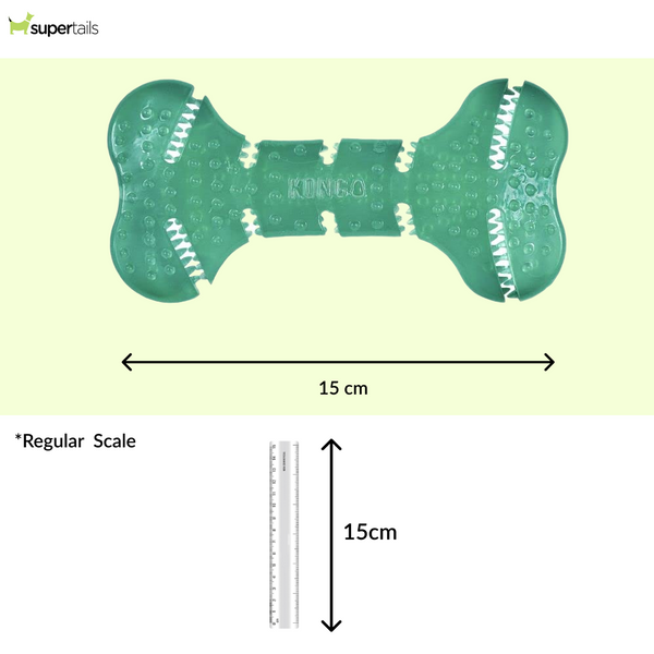 Kong Squeezz Dental Bone Toy for Dogs (Green)
