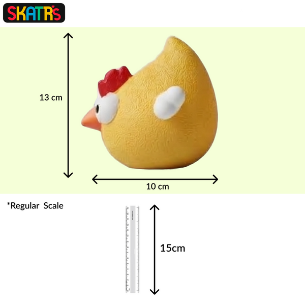 Skatrs Round Chicken Squeaky Latex Chew Toy for Dogs (Yellow)