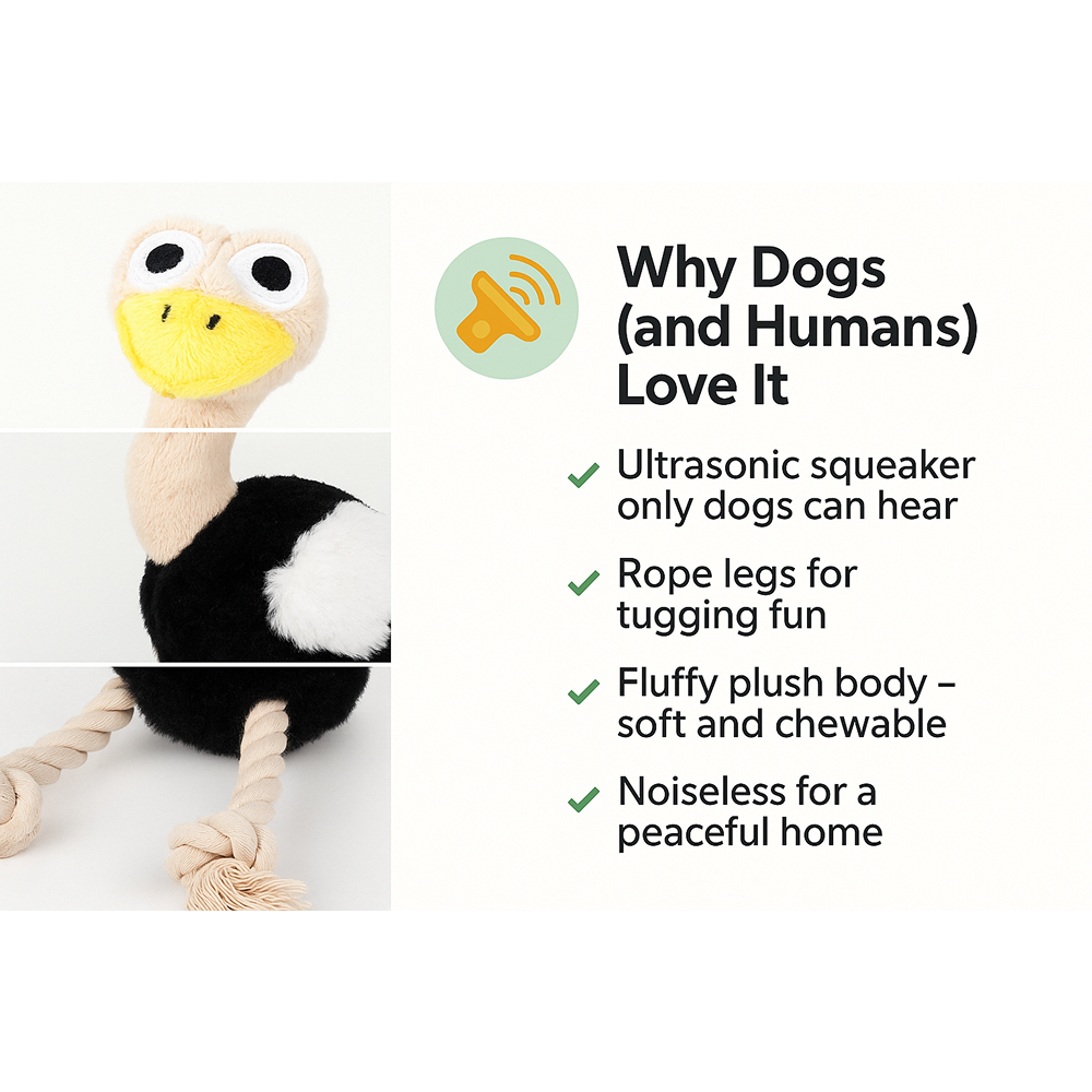 Talking Dog Club Ostritch Plush Toy for Dogs (White) Dogs-Toys Talking Dog Club Dropship