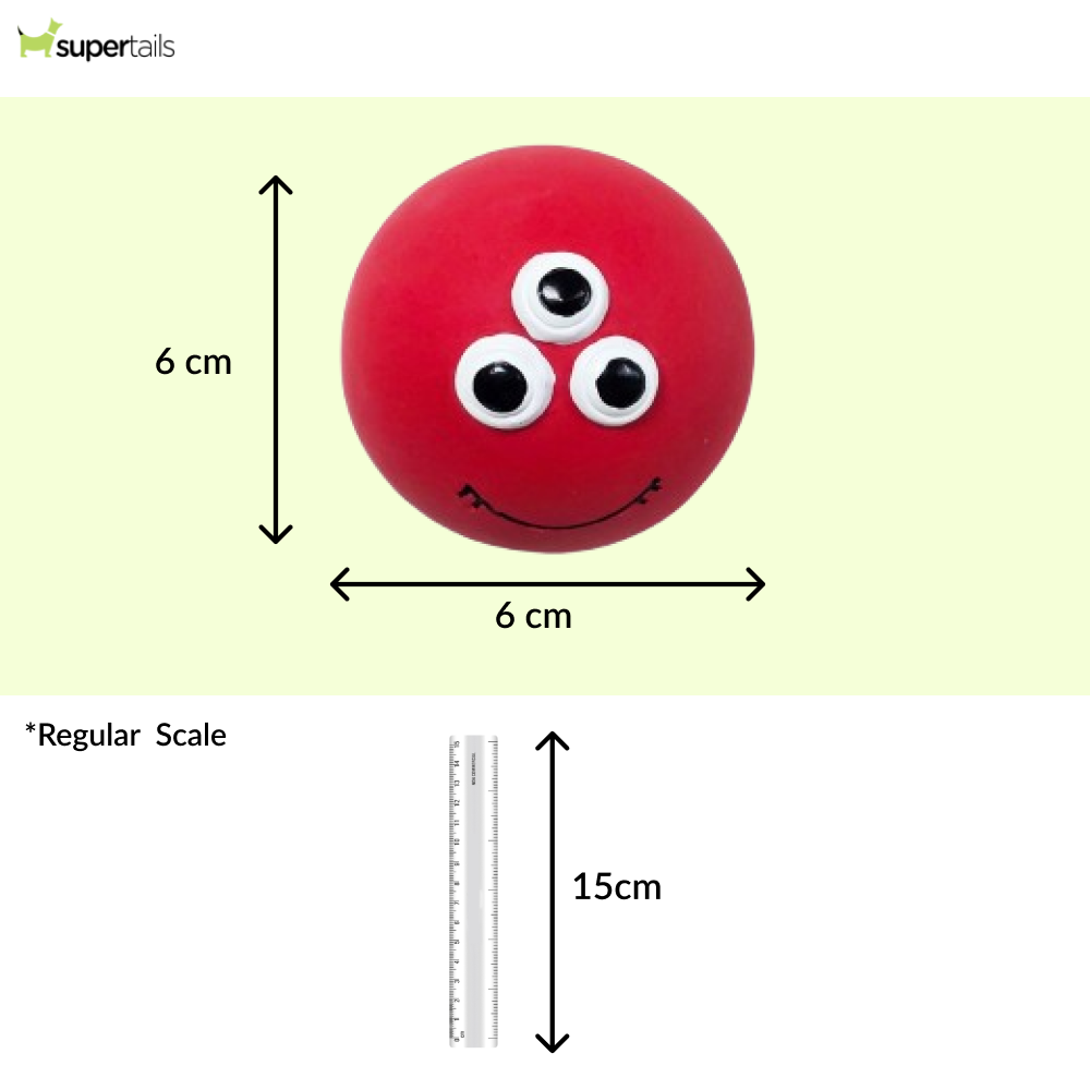 Squeeezys Latex Monster Ball Chew Toy for Dogs (Red)