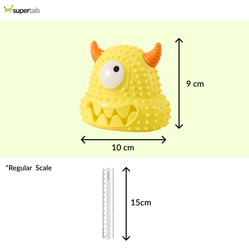 Talking Dog Club Monster Head Tough Rubber Chew Toy for Dogs (Yellow) Dogs-Toys Talking Dog Club Dropship