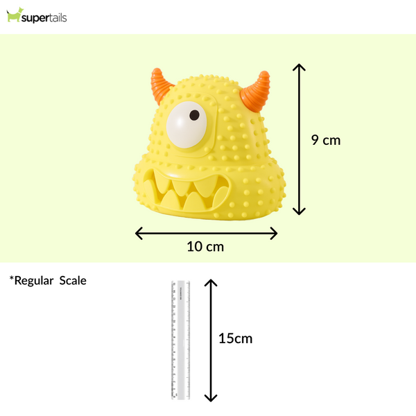 Talking Dog Club Monster Head Tough Rubber Chew Toy for Dogs (Yellow)