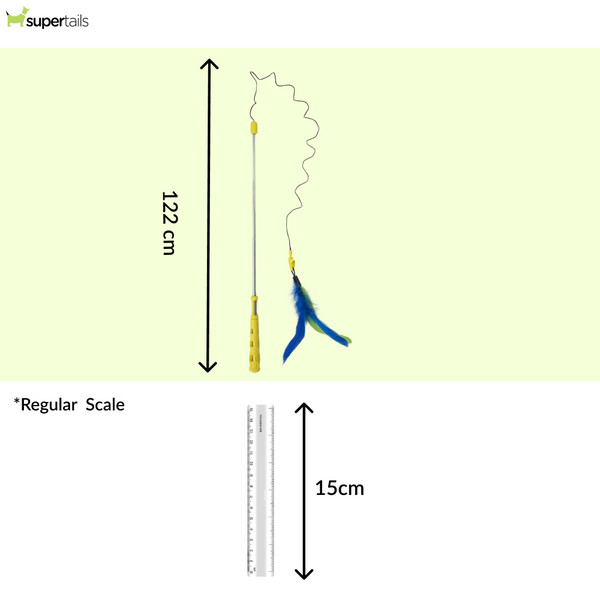JW Flutter Ee Feathers Telescopic Wand Toy for Cats (Yellow)