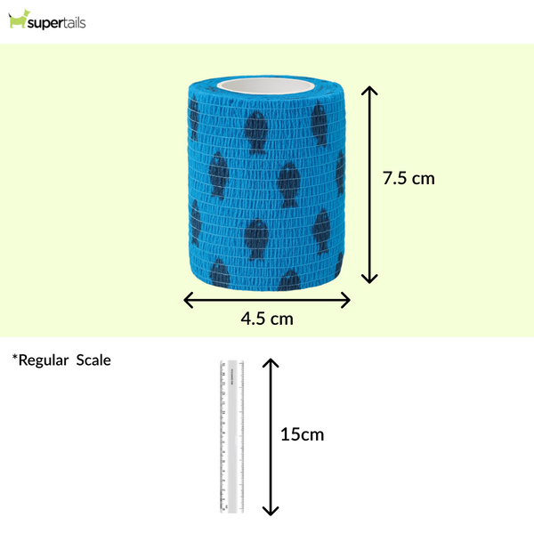 Talking Dog Club Self Adhesive Paws Wraps for Dogs (Blue Fish)