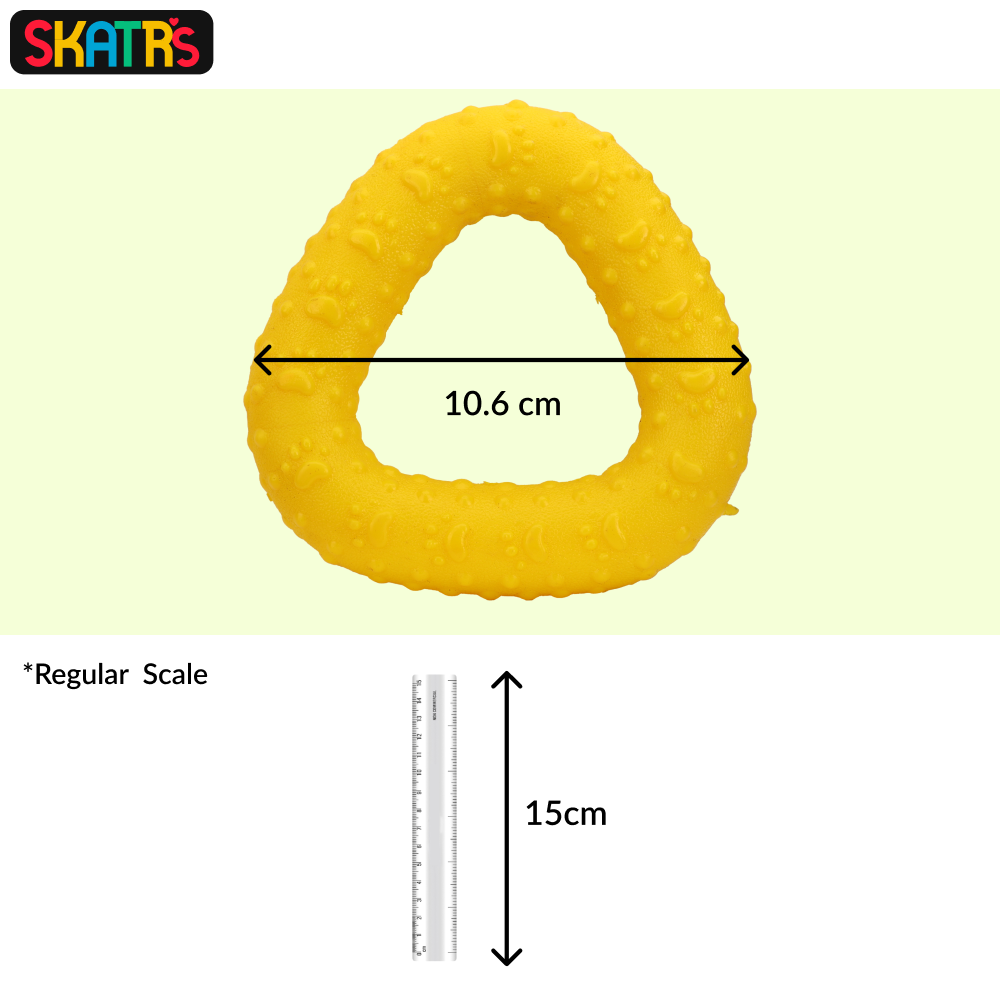 Skatrs Rubber Triangular Ring toy for Dogs and Cat (Yellow) Both-Toys Skatrs