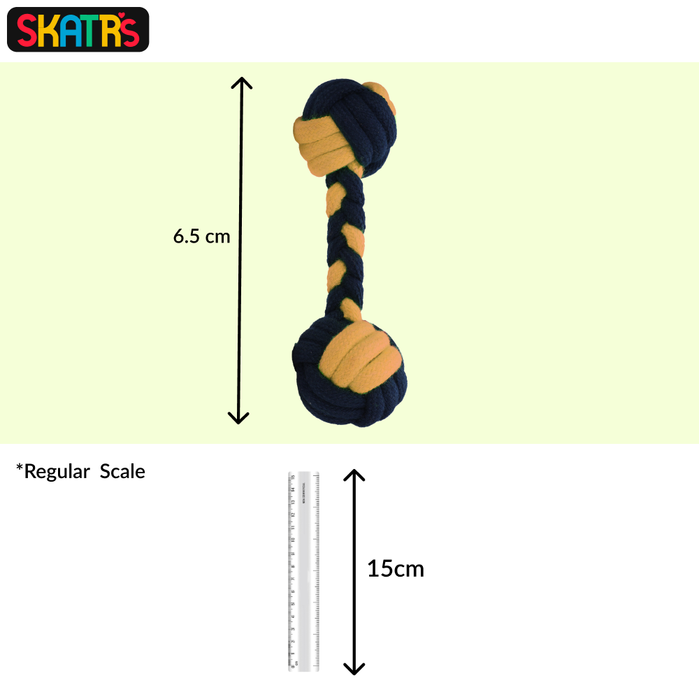 Skatrs Dumbbell Shaped Rope Chew Toy for Dogs and Cats (Blue/Orange) Both-Toys Skatrs
