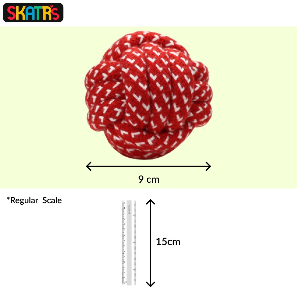 Skatrs Ball Shaped Rope Chew Toy for Cats & Dogs (Red/White)