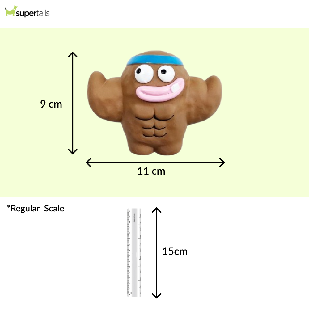 Squeeezys Latex Monster Brother Squeaky Chew Toy for Dogs (Brown)
