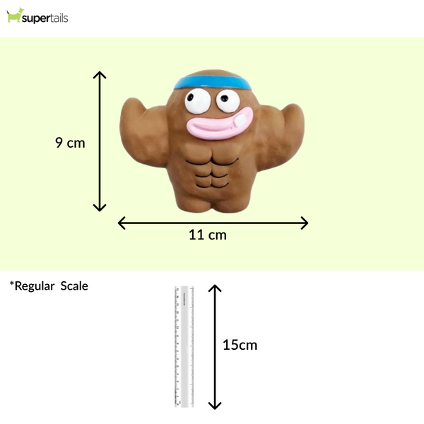 Squeeezys Latex Monster Brother Squeaky Chew Toy for Dogs (Brown)