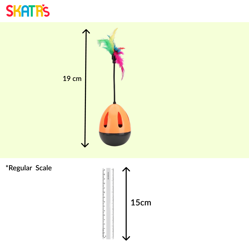 Skatrs Feather Interactive Tumbler Toy for Cats (Orange)