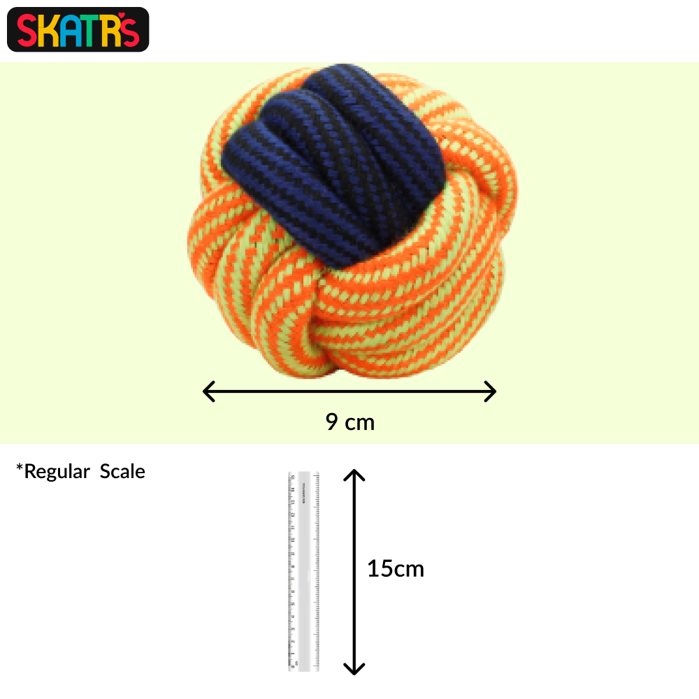 Skatrs Ball Shaped Twisted Rope Chew Toy for Dogs and Cats (Yellow/Blue)