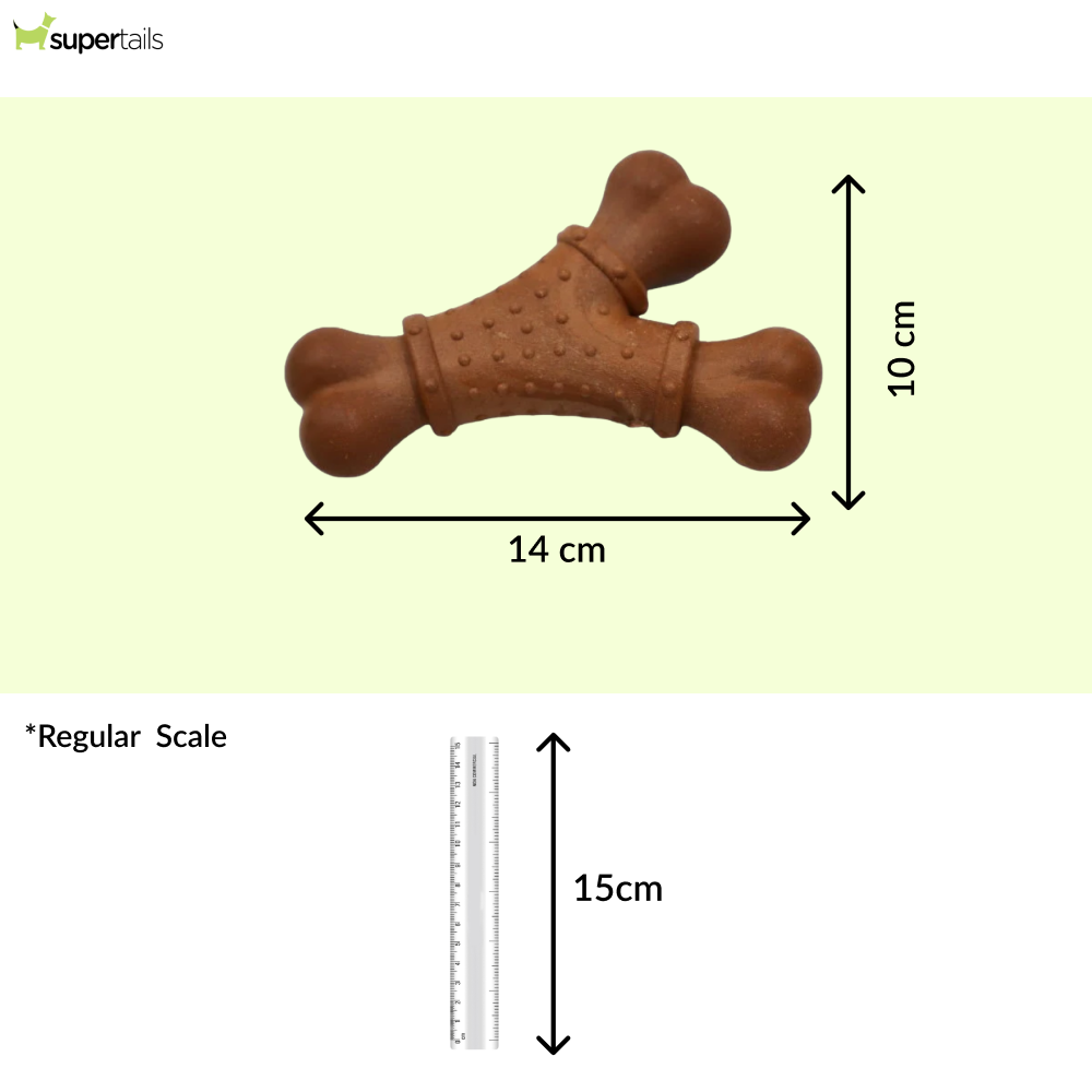 Talking Dog Club Y Shape Nylon Bone Heavy Chew Toy for Dogs Brown Supertails