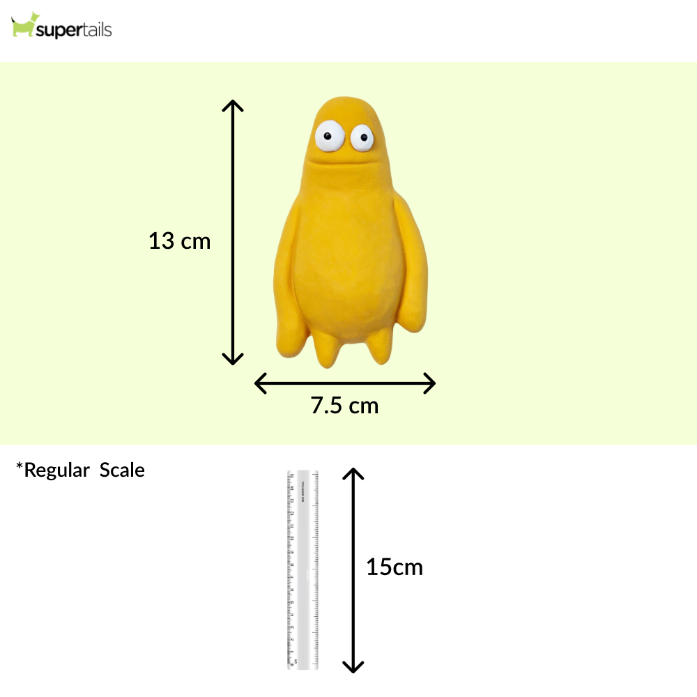 Squeeezys Latex Monster Brother Squeaky Chew Toy for Dogs (Yellow)