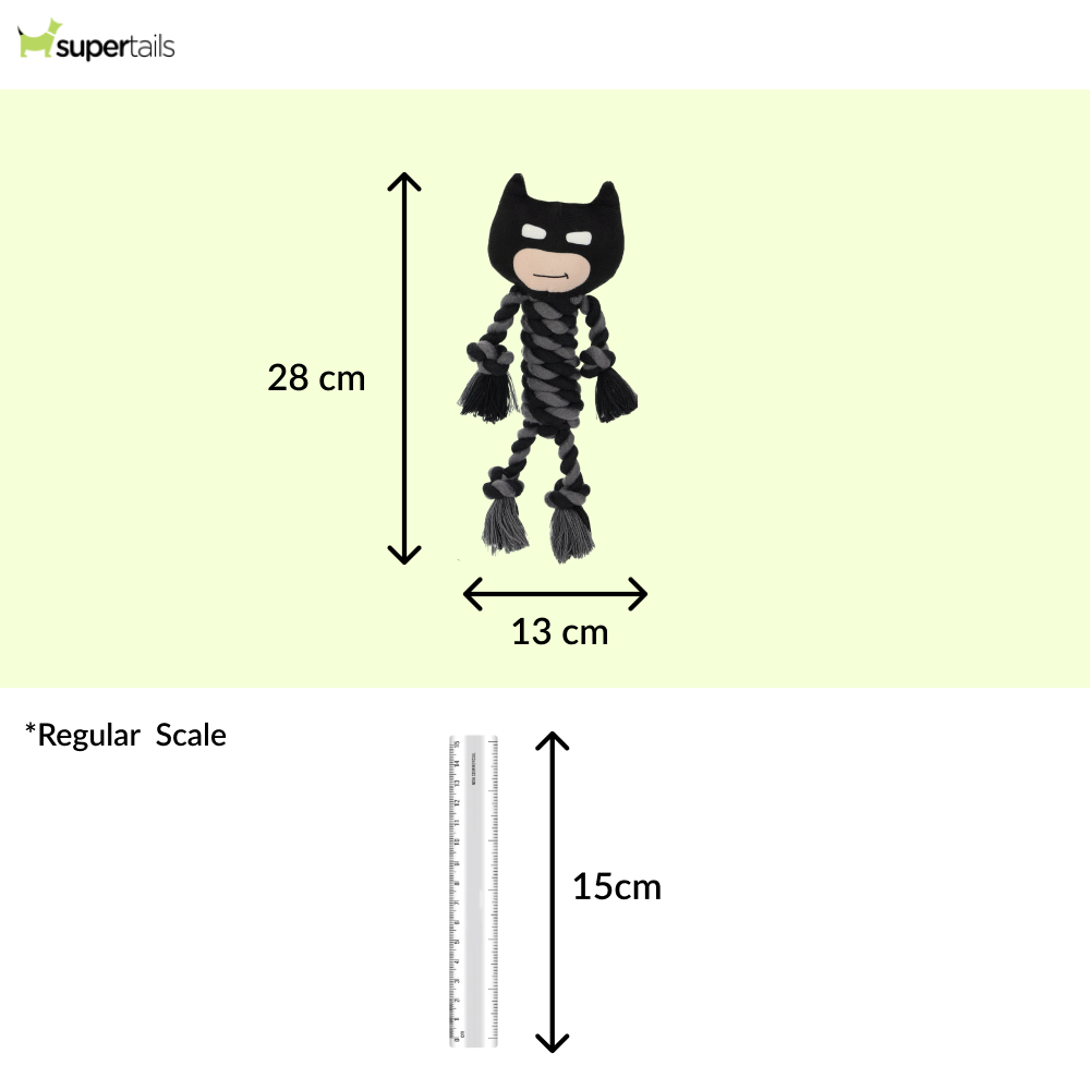 Warner Bros Batman Teething Rope Toy for Dogs and Cats (Black and Grey) Both-Toys Warner Bros