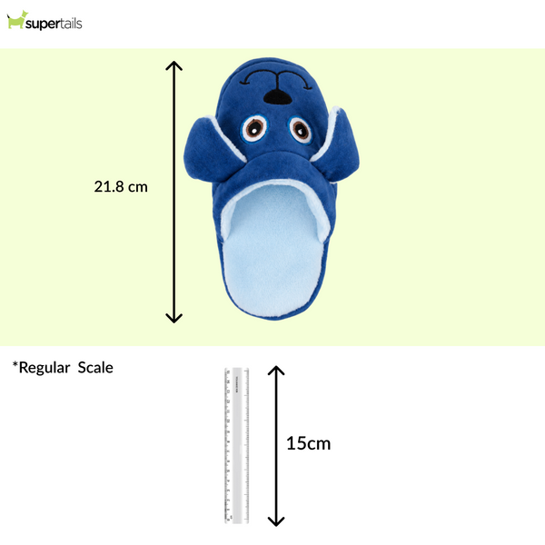 Talking Dog Club Doggie Dog Slipper Squeaky Plush Toy for Dogs (Blue)