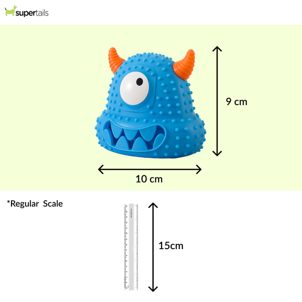 Talking Dog Club Monster Head Tough Rubber Chew Toy for Dogs (Blue)