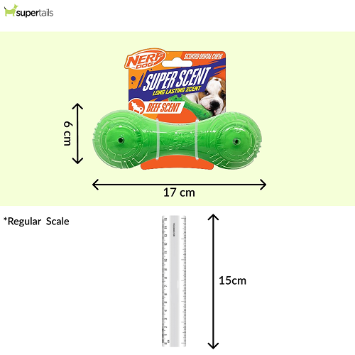 Nerf Dog Super Scent Meat Barbell Interactive Toy for Dogs (Green)