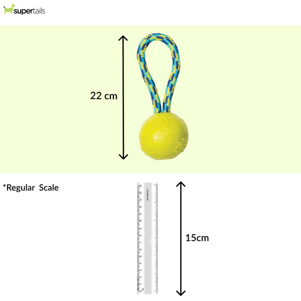 Zeus Rope Ball Tug with Single Hand Loops Toy for Dogs (Yellow)