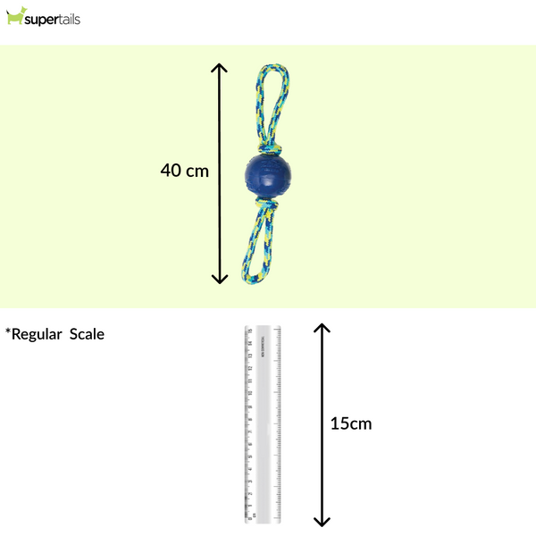 Zeus Rope Ball Tug with Hand Loops Toy for Dogs (Blue)