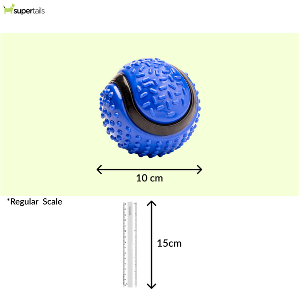 Kibbo Non Toxic Dotted Rubber Big Ball Chew Toy for Dogs and Cat (Blue)