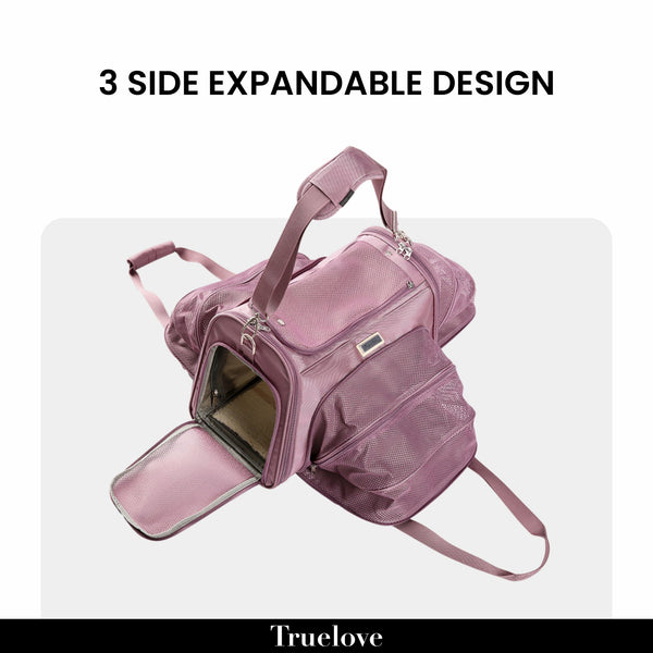 Truelove 3 Side Expandable Duffle Carrier for Dogs & Cats (Wistful Mauve)