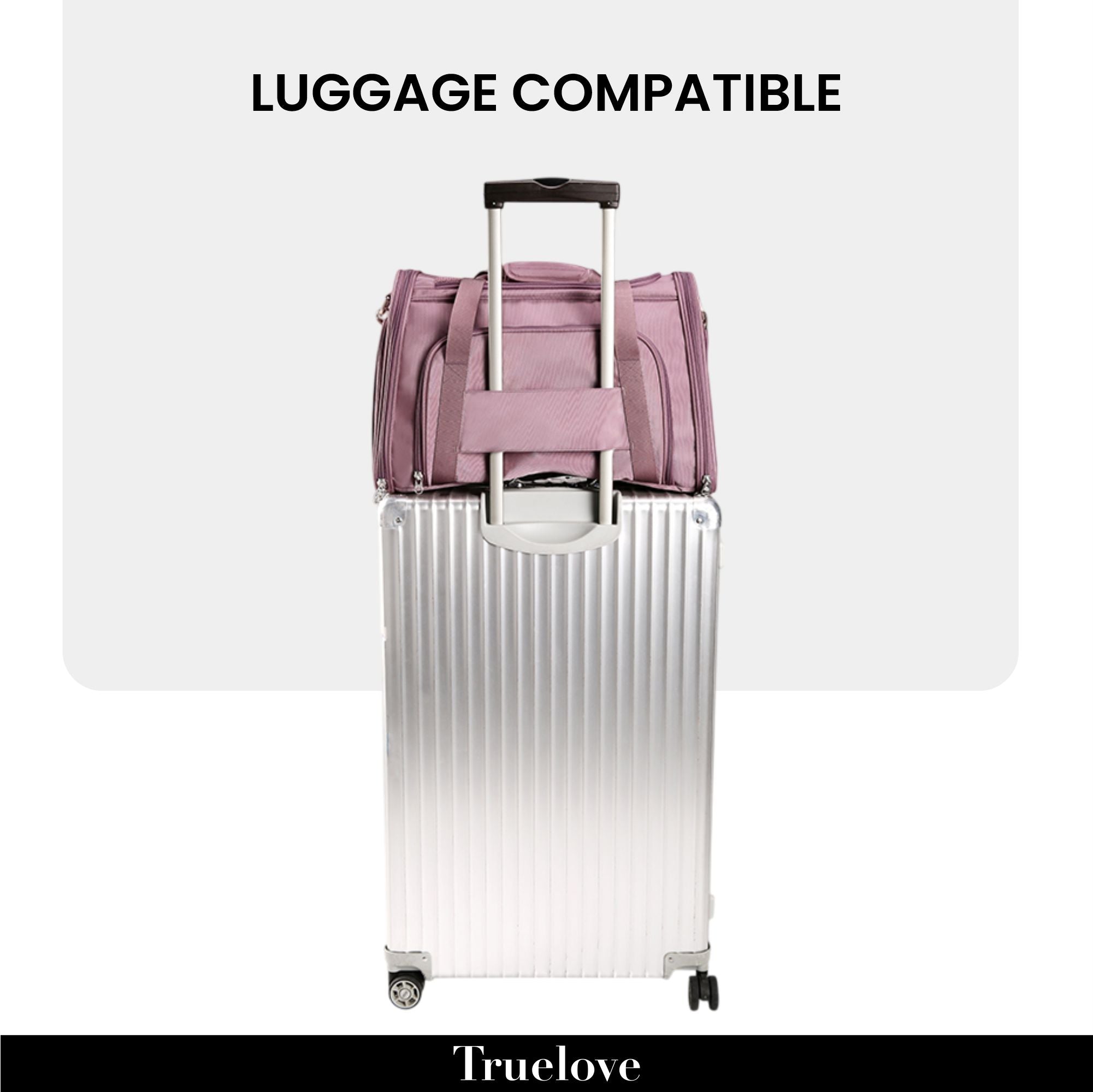 Truelove 3 Side Expandable Duffle Carrier for Dogs & Cats (Wistful Mauve) Dogs & Cats-Carriers & Travel Truelove