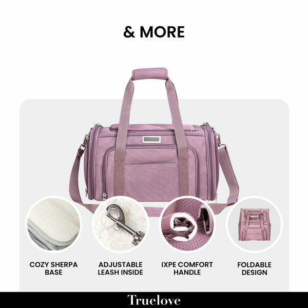 Truelove 3 Side Expandable Duffle Carrier for Dogs & Cats (Wistful Mauve)
