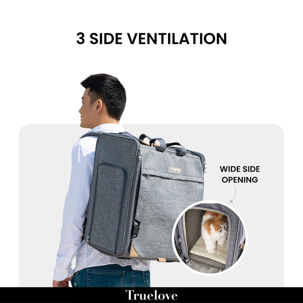 Truelove Airflow Premium Backpack Carrier for Dogs & Cats (Grey)
