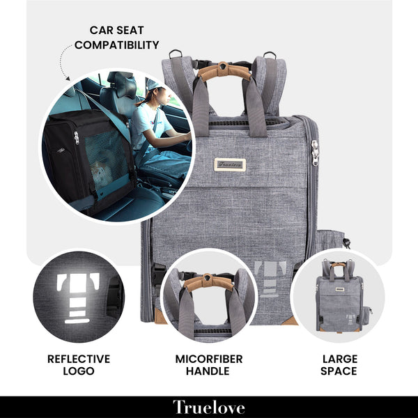 Truelove Airflow Premium Backpack Carrier for Dogs & Cats (Grey)