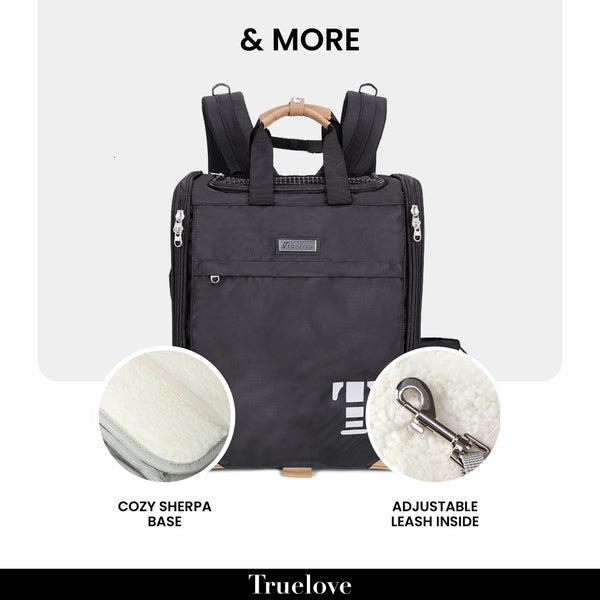 Truelove Airflow Premium Backpack Carrier for Dogs & Cats (Black)