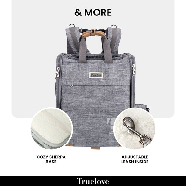 Truelove Airflow Premium Backpack Carrier for Dogs & Cats (Grey)