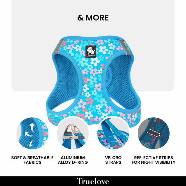 Truelove Floral Harness for Small & Medium Dogs (Malibu Blue)