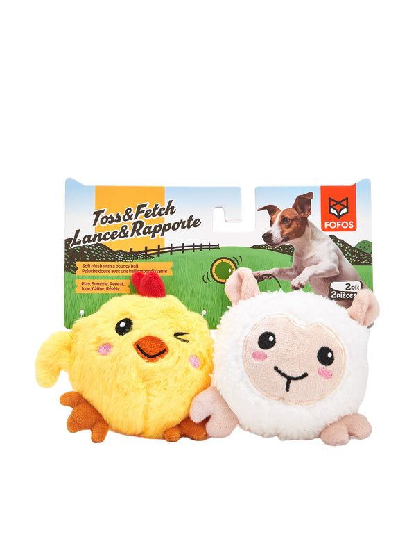 Fofos Chick and Lamb Sprike Ball Animal Toy for Dogs