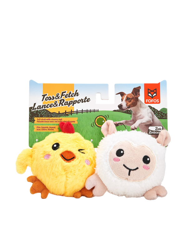 Fofos Chick and Lamb Sprike Ball Animal Toy for Dogs