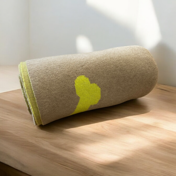 Talking Dog Club Bone Print Viscose Blanket For Dogs (Ivory and Green)