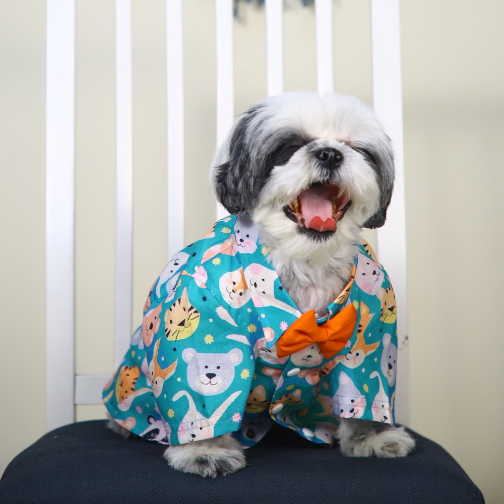 Dogobow Animal Print Shirt for Dogs (Teal) Dogs-Clothing & Accessories Dogobow Dropship