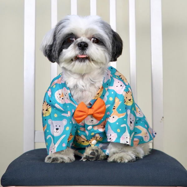 Dogobow Animal Print Shirt for Dogs (Teal)