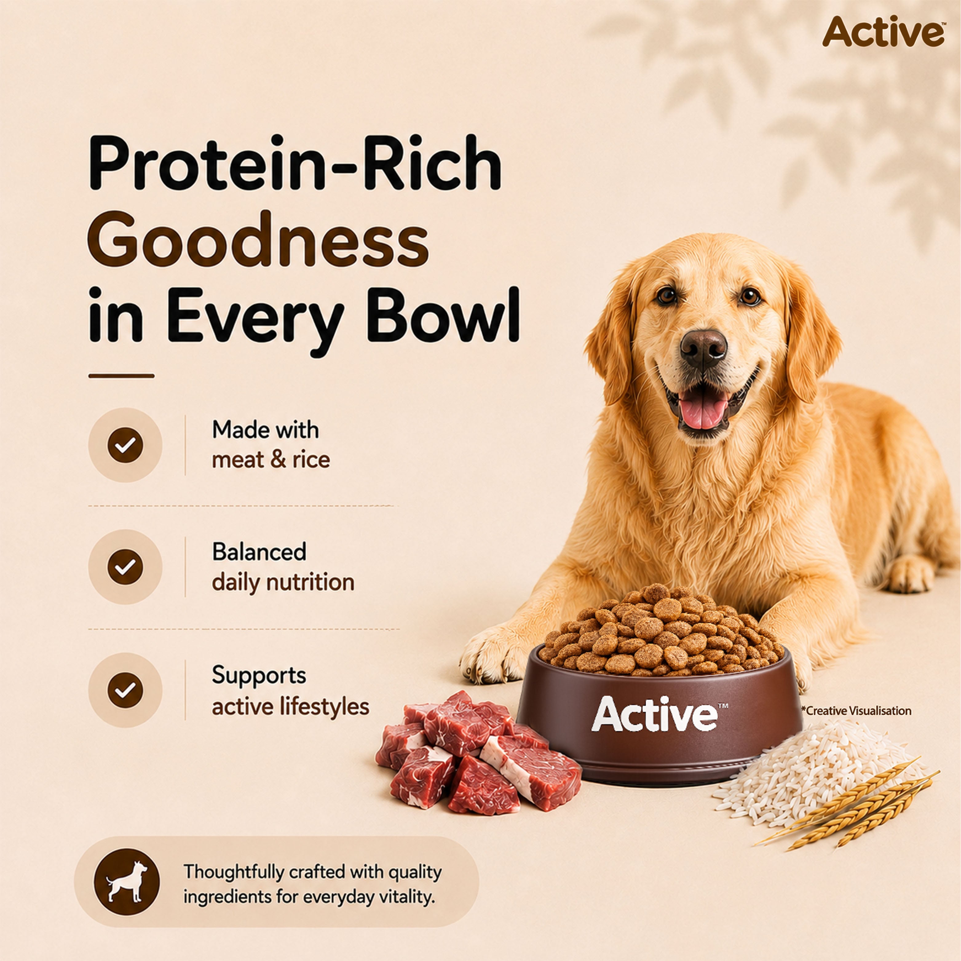 Active Meat and Rice Adult Dog Dry Food (Buy 1 Get 1) Dogs- Dry Food Active