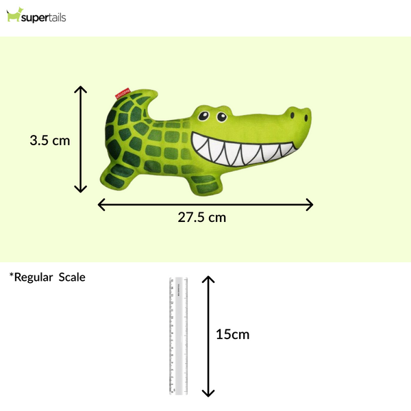 Red Dingo Durables Crocodile Fetch Toy For Dogs (Green)