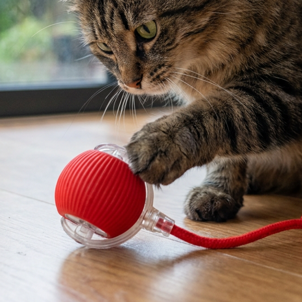 Talking Dog Club Automatic Rotating Interactive LED Ball for Cats, Kittens and Puppies (Red)