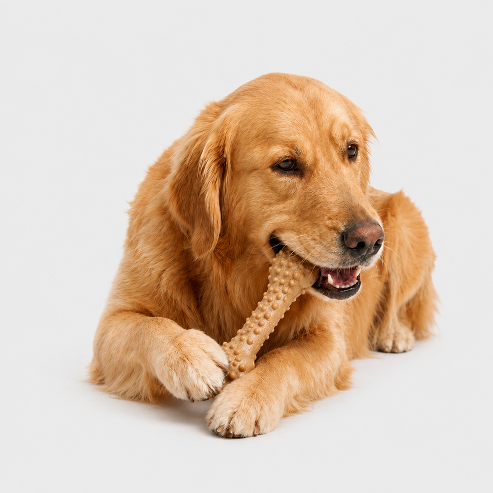 Barkbutler x Fofos Woodplay Brush Bone Toy for Dogs | For Chewers (Brown) Dogs-Toys Barkbutler
