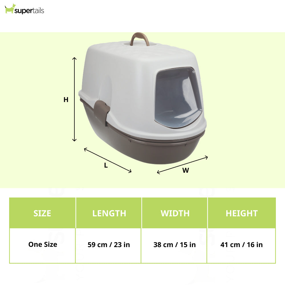 Trixie Berto Three Part Separating System Top Covering Litter Tray for Cats (White/Grey) Litter Supplies Trixie Dropship