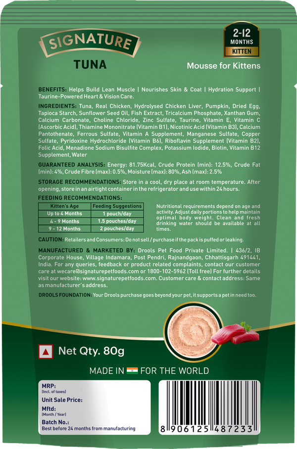 Signature Grain Zero Tuna Mousse Kitten Cat Wet Food